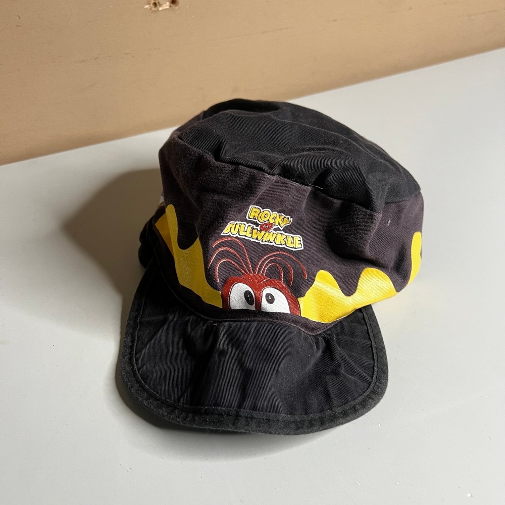 Vintage 1993 Taco Bell Rocky and‎ Bullwinkle Painter Hat Black Yellow Promo Cap